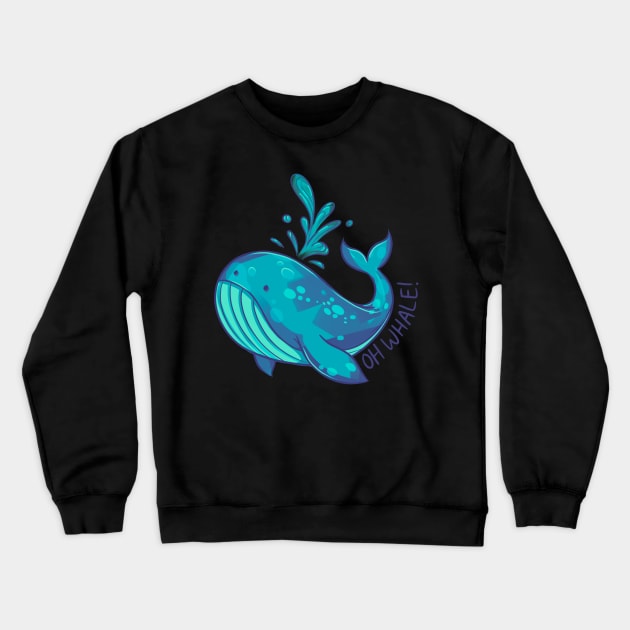 Oh Whale! (turquoise) Crewneck Sweatshirt by Claire Lin